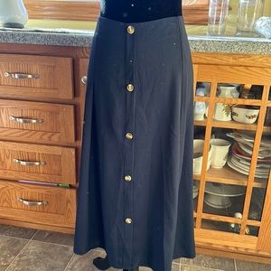 Navy silky poly A-line skirt